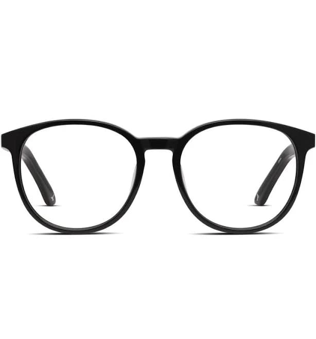 Women's Round Shiny Black Prescription Included Online Glasses Amelia E. Crescent Frames, Discounted, FSA/HSA, Bifocal, Transitions , Stylish, Cool