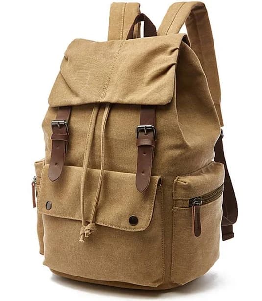 GOOTIUM 21101AMG-S Specially High Density Thick Canvas Backpack Rucksack, Field Tan, Small