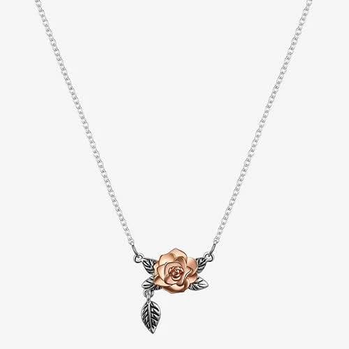 Disney Women's Pure Silver Over Brass Flower Pendant Necklace