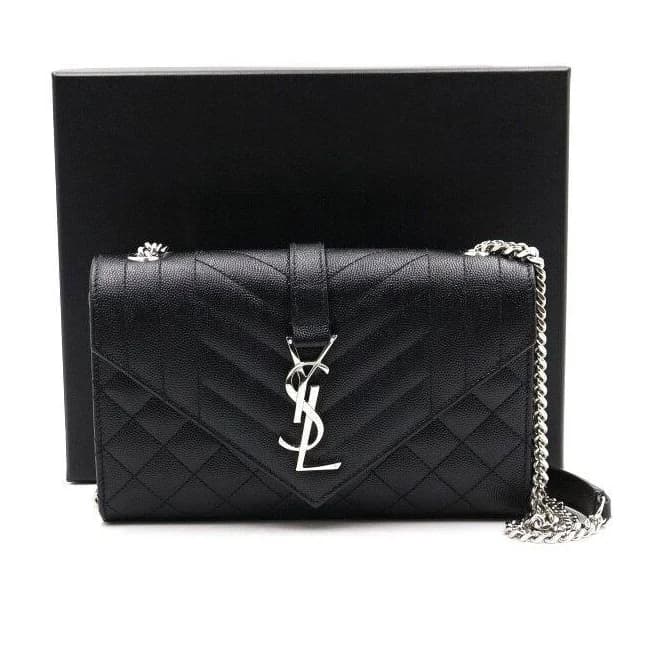 SAINT LAURENT Women's Monogram YSL Envelope Leather Crossbody Bag