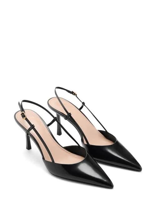 MANGO Women's Pointed-Toe Leather Slingback Pumps