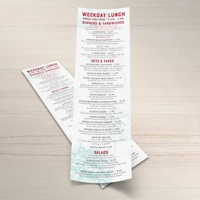 TerraSlate Waterproof Flat Table Menus