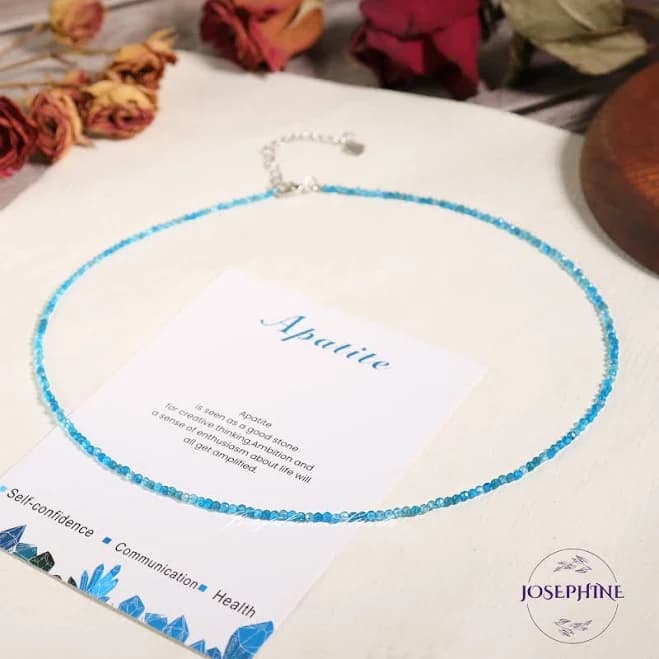 Tiny Blue Apatite Beaded Minimalist Choker