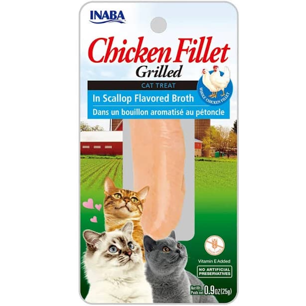 EntirelyPets Inaba Churu Cat Treat - Chicken Fillet - Scallop Flavored Broth (0.9 oz)