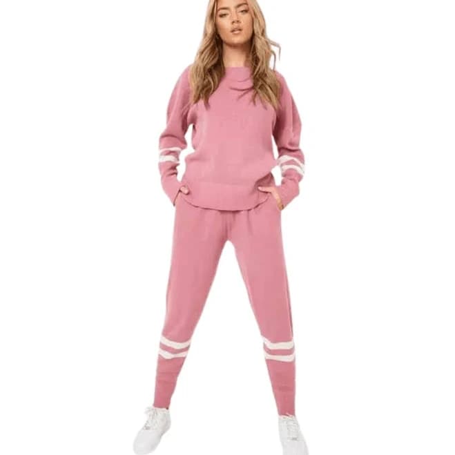 nelle Stripe Detail Knitted Lougewear Set
