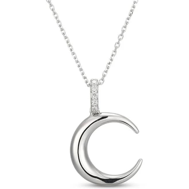1/20 Ct tw Diamond Crescent Moon Necklace in Sterling Silver