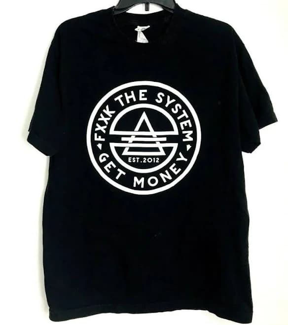 Men's Graphic Get Money Fxxk The System Rap T-shirt