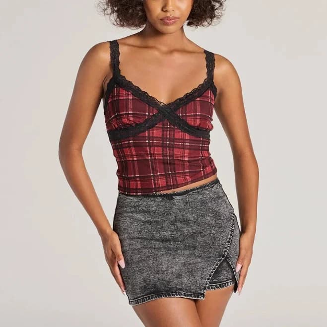 Windsor Edgy Acid-Wash Denim Skort Skirt