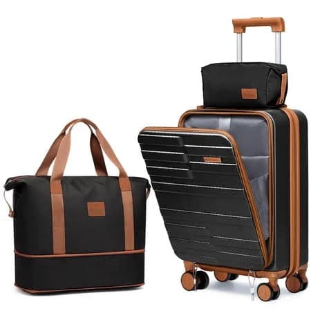Joyway 3-Piece Front Opening Cover Carry-On Luggage Side Hooks TSA Lock Spinner Wheels