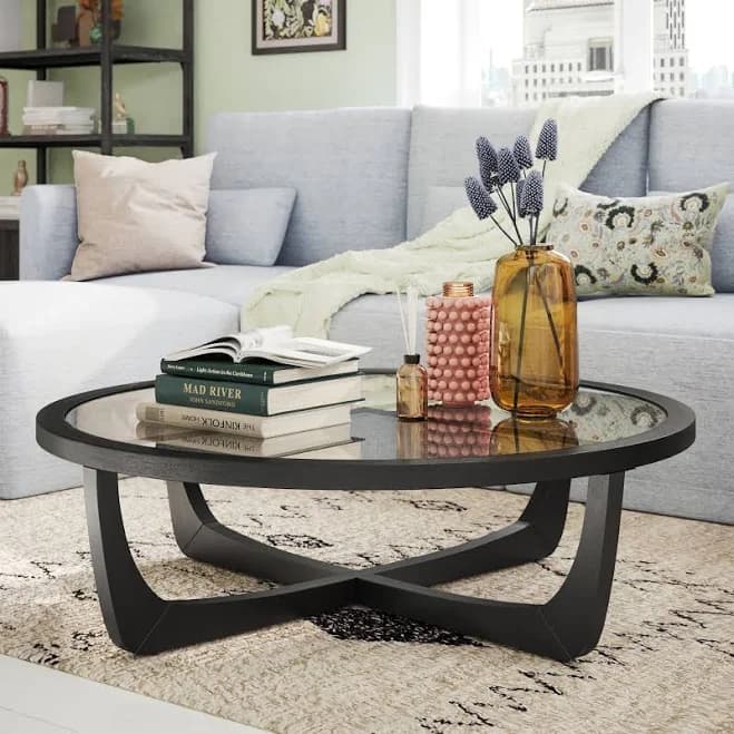 Drew Barrymore Beautiful Rattan & Glass Coffee Table