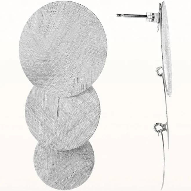 925 Sterling Silver Three-Tiered Disc Dangle Earrings