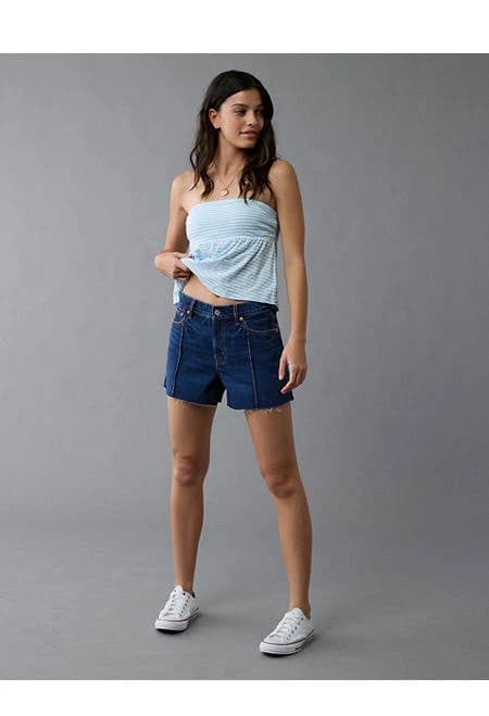 AE Strigid Women's Super High-Waisted Relaxed Denim Shorts