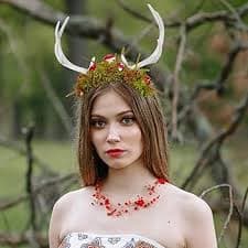 Amazon.com : MOSTORY Handmade White Antler Headband Woodland Mushroom Hairband Forest Floral Headpiece Deer Horn Fairy Crown for Women s Renaissance Cosplay Wedding Halloween Masquerade Photo Prop Green : Beauty & Personal