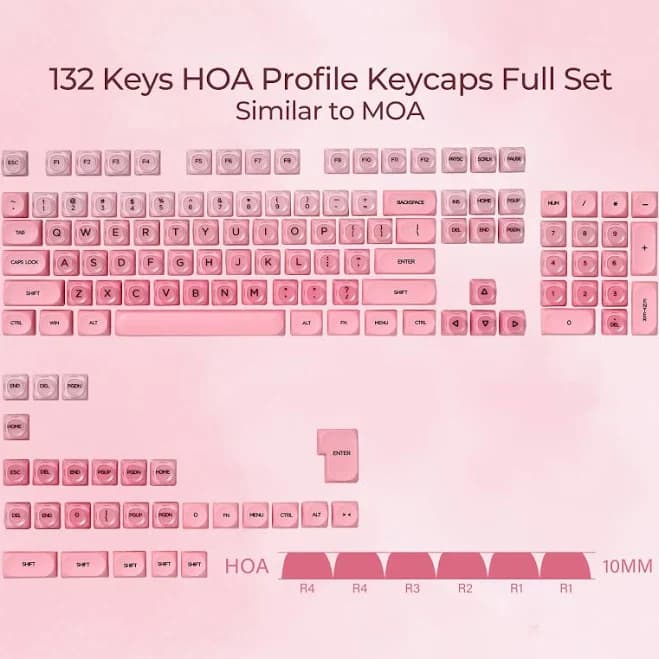 XVX M75 Tri-Mode Custom Mechanical Keyboard Barebone Kit White / HOA Profile Pink Blush Translucent PBT+PC Keycap Set (132-Key)