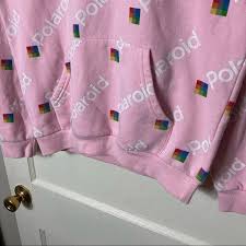 Polaroid pink rainbow logo kangaroo pocket hoodie men's S | eBay