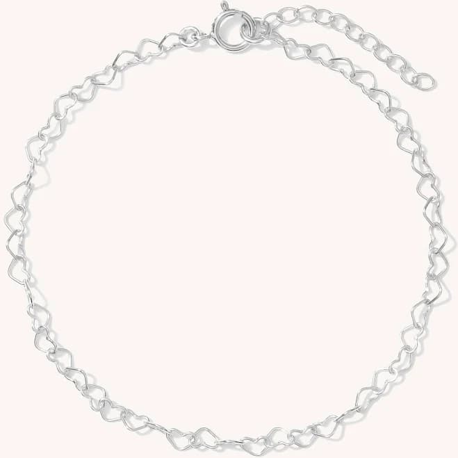 Sterling Silver Dainty Heart Chain Bracelet