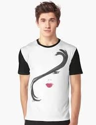 Woman face portrait black ink strokes Graphic T-Shirt