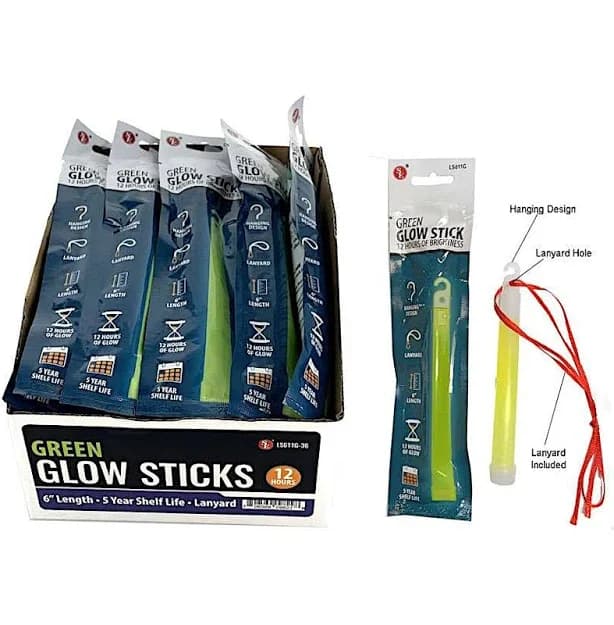 Case of 144: Green Glow Stick w/ Lanyard -6" by DollarDays