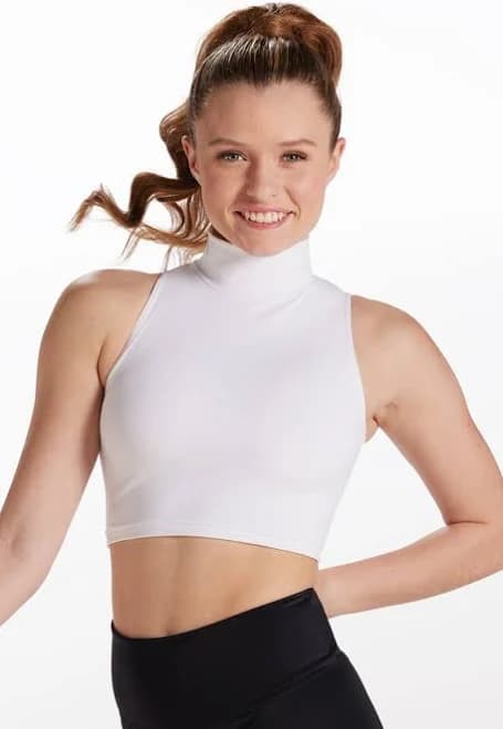 Sleeveless Mock Neck Crop Top - White - XL Adult - Dance Top MT6707