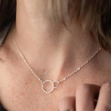 Hammered Sterling Silver Two Circle Necklace