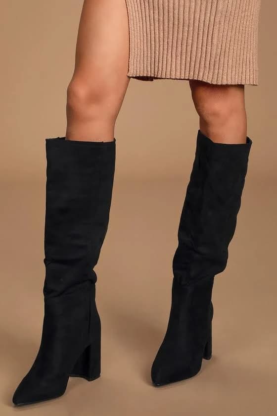 Lulus Pointed-Toe Knee High Vegan Boots