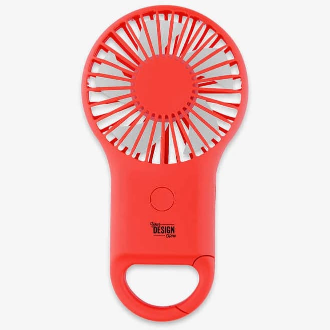 Sample - Rechargeable Handheld Fan with Carabiner - Red