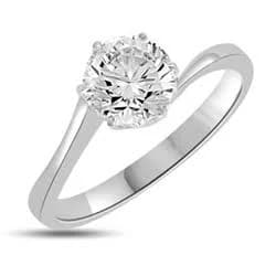 Diamond Essence Sterling Silver Simulated Round Brilliant Diamond Prong Set Solitaire Ring
