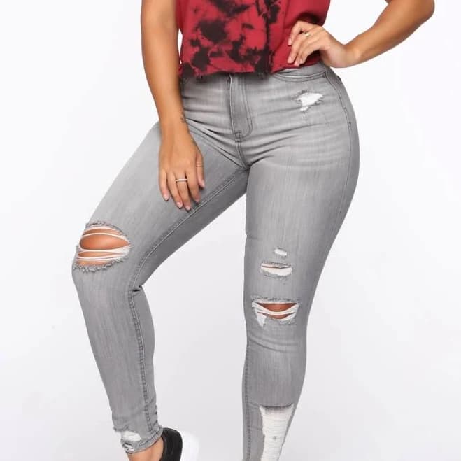 Fashion Nova Jeans | Fashionnova Grey Ripped High Waisted Skinny Jeans | Color: Gray | Size: 27 | Mzishaya30's Closet
