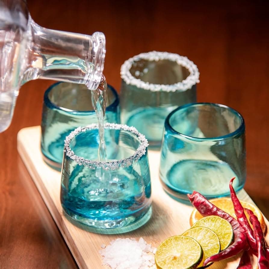 Amazon.com | artisan accents | Mezcal & Tequila Sipping Glasses - Set of Four | Artisan Hand Blown Glass from Mexico | Handmade Copitas - Mezcal & Tequila Gift Set | Taste