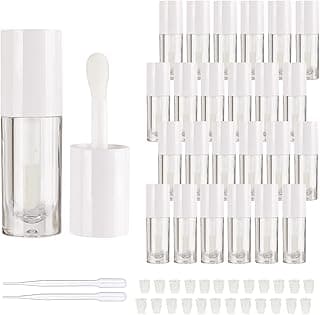 14pcs Empty 6ml big doe foot wand Chunky lip gloss tubes for DIY lipgloss,Pink round lipgloss containers tubes with thick wand (White)