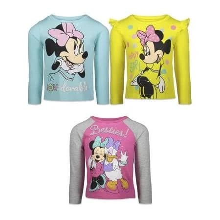 Disney Daisy Duck Minnie Mouse Baby Girls 3 Pack Long Sleeve T-Shirts Baby to Big Kids