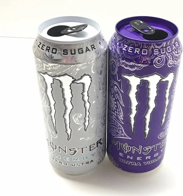 Monster Energy Zero Ultra Violet 16 Fl Oz Size Empty Cans White Silver