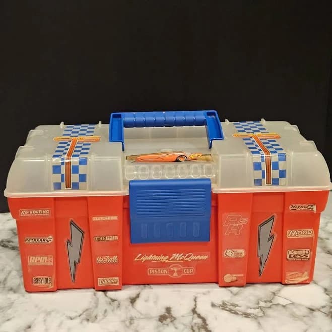 Disney Pixar Cars Toys | Disney Pixar Cars Lightning Mcqueen Red Blue Plastic Toolbox Storage Case Kids | Color: Blue/Red | Size: Osbb | Mjpiccolo2007