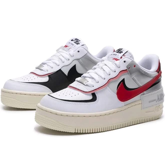 Nike Shoes | Nike Air Force 1 White And Black With Red Trim. Brand New Without Box | Color: Black/White | Size: 8 | Kvalladares1's Closet