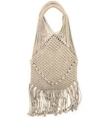 Magid Natural Cotton Macrame Fringe Shoulder Bag - 002-NATURAL