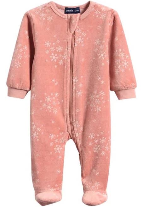 Petit Lem Velour Footed One-Piece Pajamas