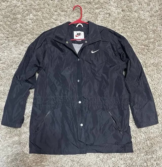 Vintage Nike Windbreaker Jacket Men’s Large Black White Swoosh Logo