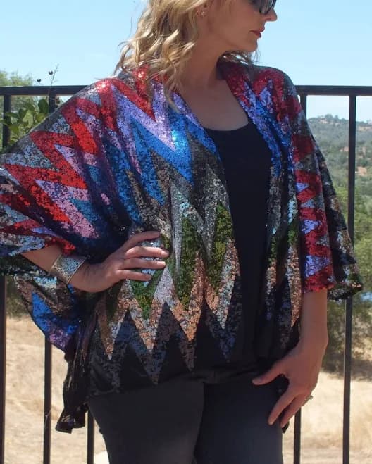 Sequin Tunic Kimono Top
