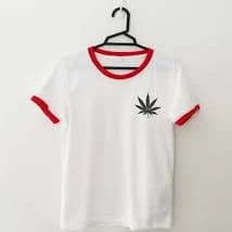 White t-shirt with red trim