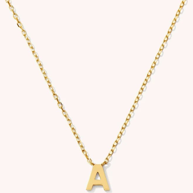 Tiny Initial Necklace 14k Solid Gold 14k Gold