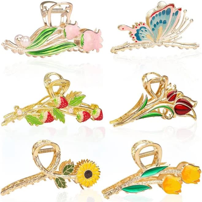 Jelyne 6 Pcs Metal Flower Tulip Clips