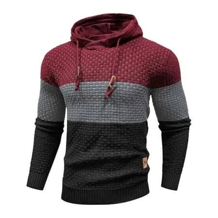 Men's Waffle Knit Long Sleeve Hoodie with Drawstring