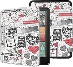 Case for All-New Kindle Paperwhite 12th Gen 2024 (7") & Kindle Colorsoft Signature Edition, Lightweight PU Foldable Protective TPU Cover with Hand Strap, Romance Reader Lovers