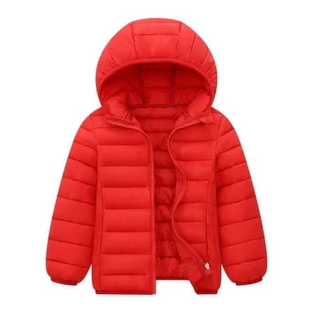 Huangyinggg Boys Winter Coats Hooded Puffer Jacket Boys Red Jacket Full-Zip Long Sleeve Waterproof Kids Lightweight Jacket Girl Jackets 5-6 Years,