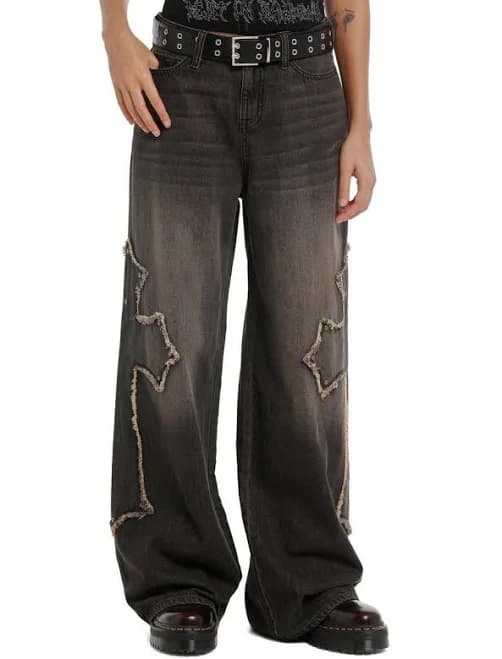 Social Collision Gothic Cross Wide Leg Jeans