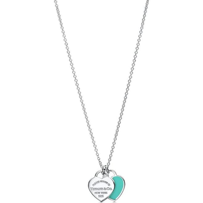 Return to Tiffany Red Double Heart Tag Pendant in Silver
