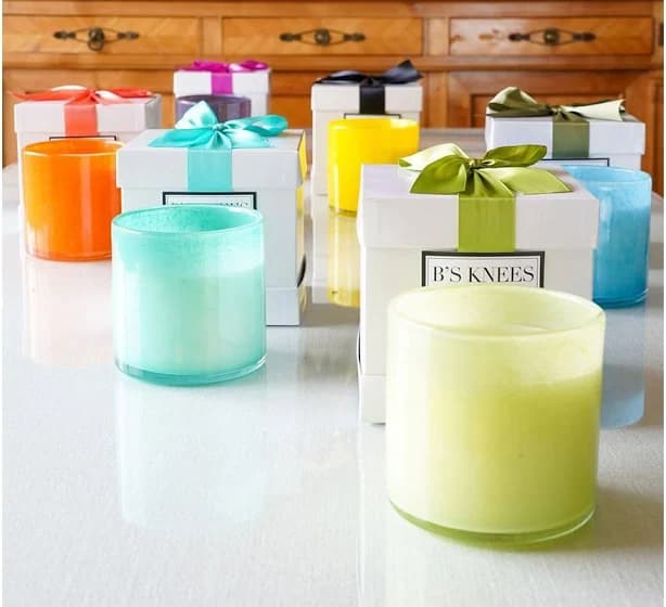 3-Wick Fleur White Glass Candle