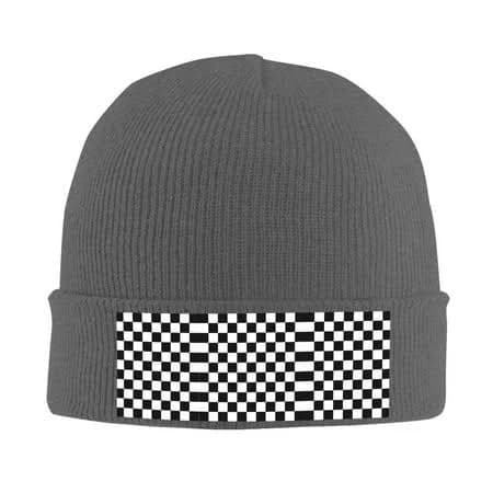 Knit Checkered Beanie Hat