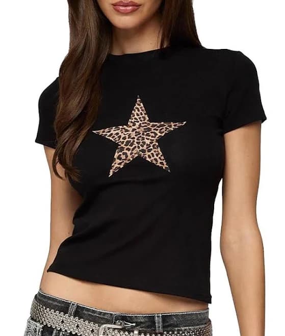 Edikted Women's Leopard Star T-Shirt