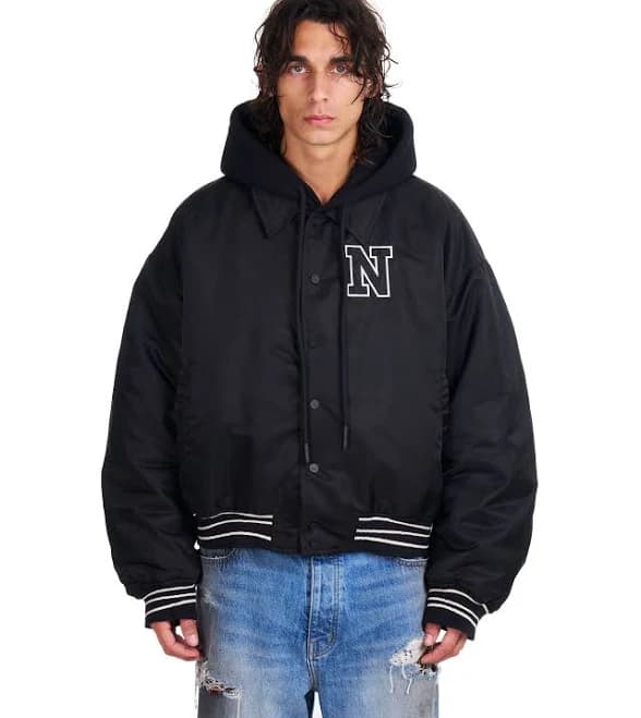 Nahmias Men's Hooded Nylon Bomber Jacket